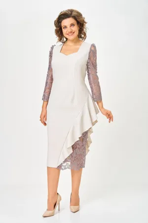Платье Mira Fashion 5654 молочный+кружево