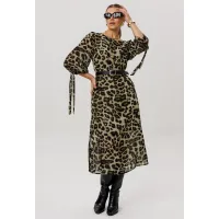 Платье Anelli 1733 Зеленый леопард