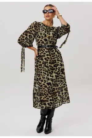 Платье Anelli 1733 Зеленый леопард