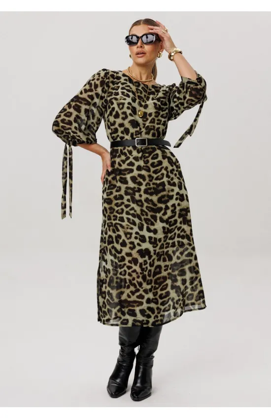 Платье Anelli 1733 Зеленый леопард