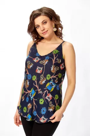 Блузка Avenue 0346-3 дизайн совушки, абстракция, синий