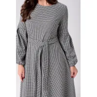 Платье Your Size 2269/170 Черно-белый в «гусиную лапку»