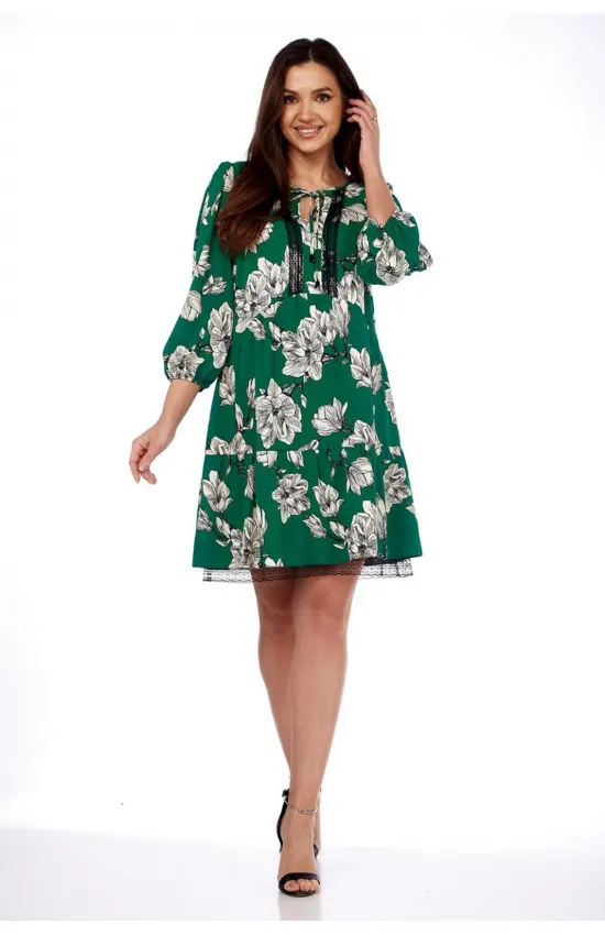 Платье Милора-Стиль 1035 зеленый в цветы
