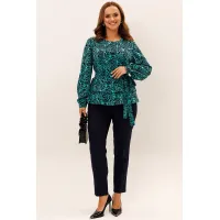 Блузка Лиона-Стиль 957 темно-синий+бирюза