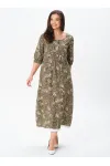 Платье Your Size 2254/170 Цветочный принт на темно-оливковом