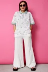 Блузка Begimoda 4132 шалфей на белом