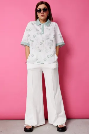 Блузка Begimoda 4132 шалфей на белом