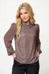 Блузка Talia Fashion 423 геометрический коричнево-черный принт.