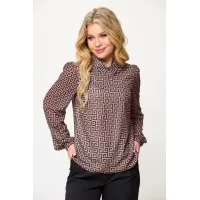 Блузка Talia Fashion 423 геометрический коричнево-черный принт. Блузка Talia Fashion 423 геометрический коричнево-черный принт.