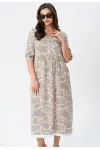 Платье Your Size 2253/164 Серо-бежевый с принтом
