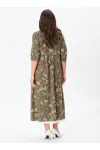 Платье Your Size 2254/164 Цветочный принт на темно-оливковом