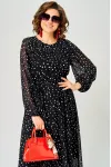 Платье Eva Grant 7177C черный в мелкий горох