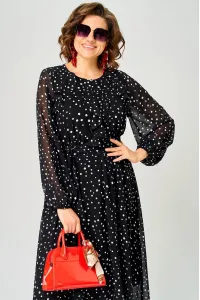 Платье Eva Grant 7177C черный в мелкий горох