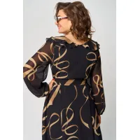 Платье Eva Grant 7297В черный в принт ленты Платье Eva Grant 7297В черный в принт ленты