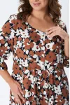 Платье Your Size 2259/170 Медно-коричневые и молочные цветы на черном