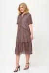 Платье Talia Fashion 424 геометрический принт в черно- коричневых тонах.