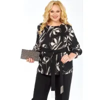 Блузка Элль-Стиль 2446 а черный, белый принт