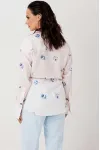 Блузка Mislana 1308 кремово-розовый, голубые цветы.
