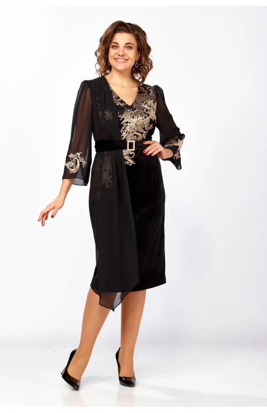 Платье Mira Fashion 5625 черный + золото