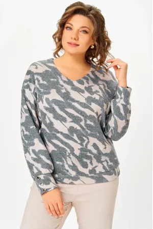 Кофта Swallow 800.9 серо-бежевый принт с люрексом