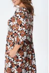 Платье Your Size 2259/170 Медно-коричневые и молочные цветы на черном