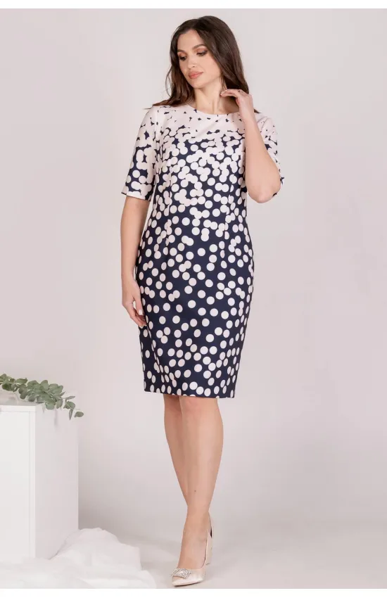 Платье Angelina 728 пудра+синий