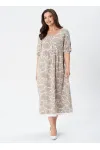 Платье Your Size 2253/164 Серо-бежевый с принтом