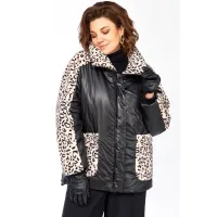 Куртка Lady Secret 7294 черный+леопардовый мех
