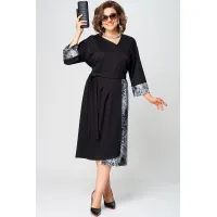 Платье Eva Grant 7220Д черный + серный