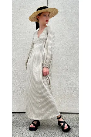 Платье I3I Fashion 105/1 бежевый в полоску с нитью люрекса