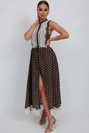 Платье Vesnaletto 4461 коричневый+горох