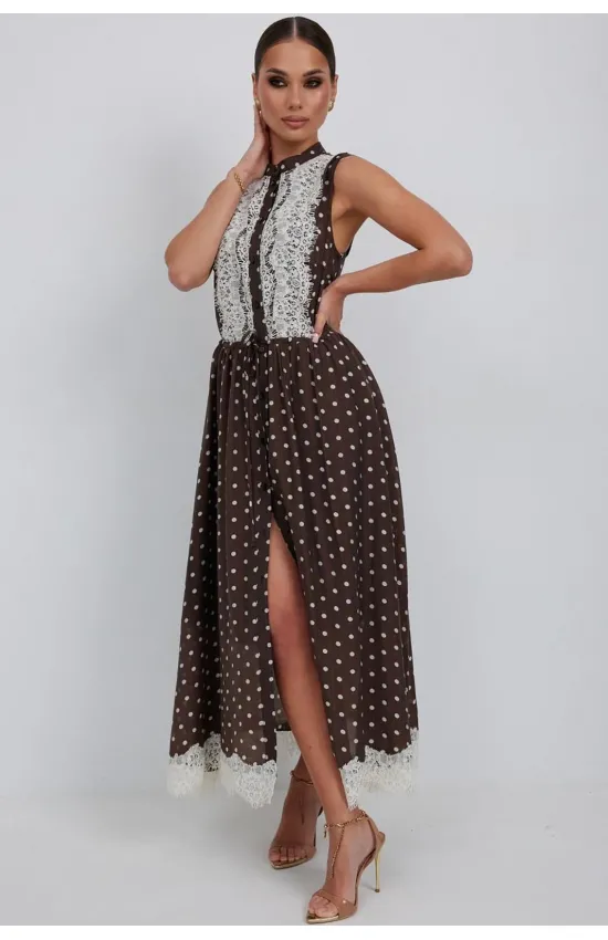 Платье Vesnaletto 4461 коричневый+горох