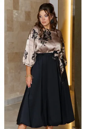 Платье Vittoria Queen 23743 дизайн черный + капучино
