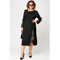 Платье Eva Grant 7220Б черный+принт капучино Платье Eva Grant 7220Б черный+принт капучино