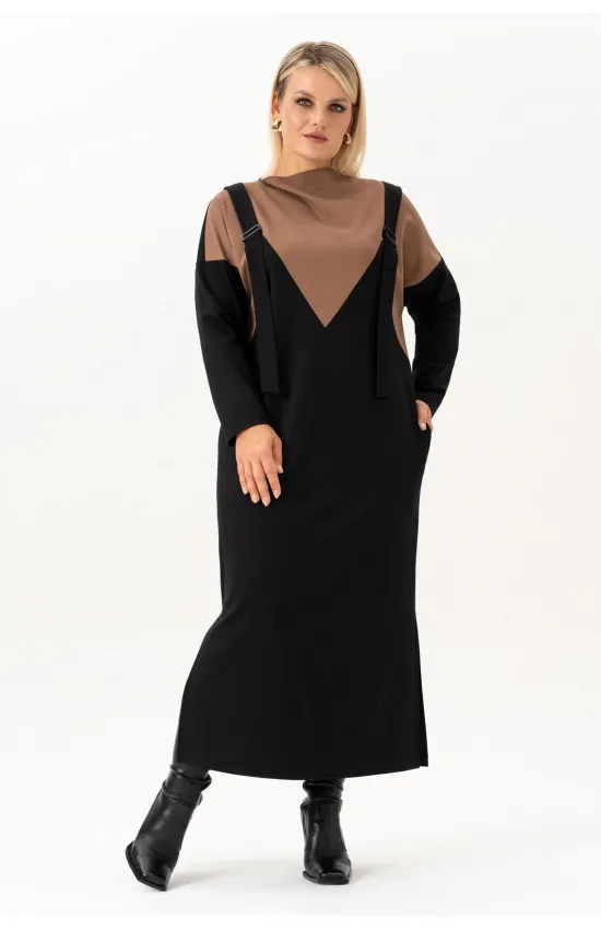 Платье Algranda 4092 Черный,Светло-коричневый