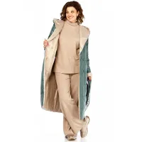 Пальто Диамант 1893 бежево-зелёный