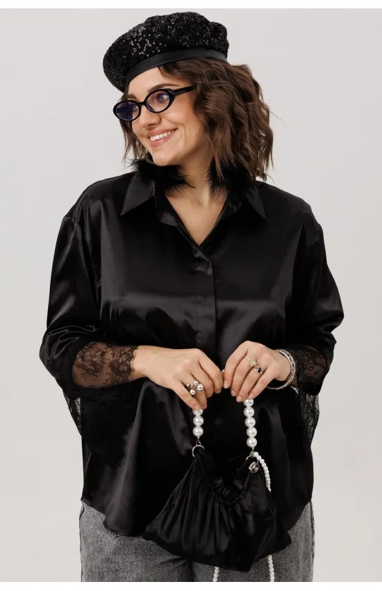 Блузка Anelli 1801 угольный шелк