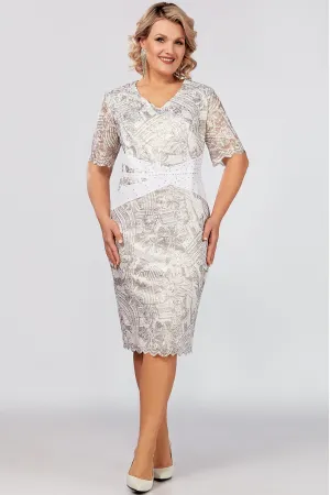 Платье Mira Fashion 5221-2 белый+бежевый