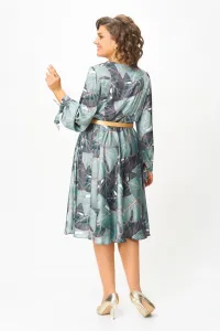 Платье Swallow 707.1 принт «тропические листья в светло- бирюзовых и тёмных оттенках»
