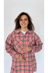 Блузка I3I Fashion 202/1 лососевая клетка
