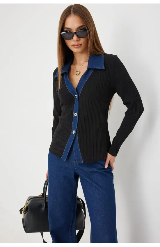 Кофта Vesnaletto 4318 черный+синий