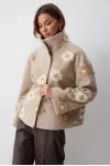 Пальто Люше 4245 бежевый с цветами