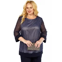 Блузка Элль-Стиль 2435/1 а темно-синий