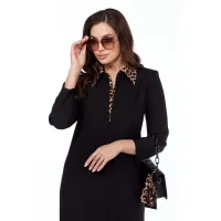 Платье Vilena Fashion 1021 черный+леопард