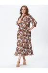 Платье Your Size 2259/170 Медно-коричневые и молочные цветы на черном
