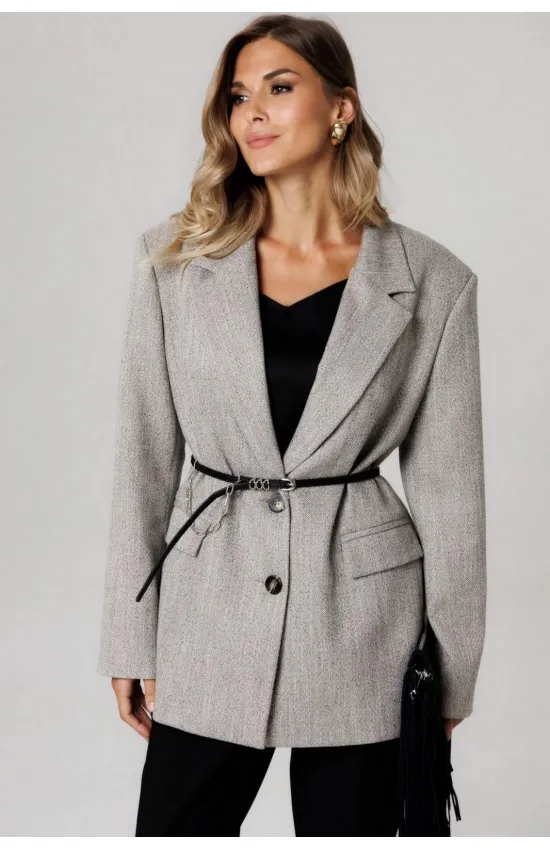 Пиджак Laikony L-363 серо-бежевый