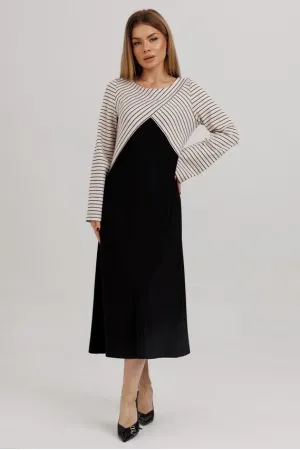 Платье Faufilure С1819 бежево-черный