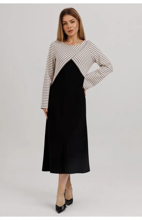 Платье Faufilure С1819 бежево-черный