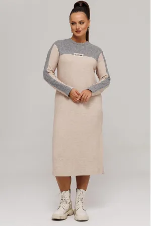 Платье Галеан Cтиль 995 бежевый с серым