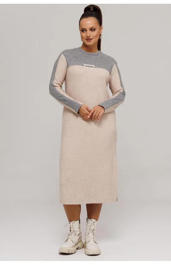 Платье Галеан Cтиль 995 бежевый с серым